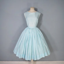 Load image into Gallery viewer, 50s HORROCKSES FOR RICHARD SHOPS GREEN FLORAL FULL SKIRTED DRESS - S