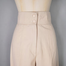 Load image into Gallery viewer, 70s HIGH WAIST STONE / CREAM-BEIGE COLOURED TROUSERS - 26-27&quot;