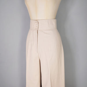 70s HIGH WAIST STONE / CREAM-BEIGE COLOURED TROUSERS - 26-27"