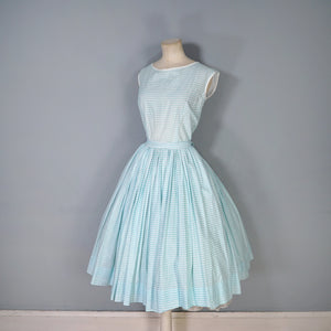 50s HORROCKSES FOR RICHARD SHOPS GREEN FLORAL FULL SKIRTED DRESS - S