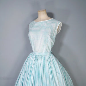 50s HORROCKSES FOR RICHARD SHOPS GREEN FLORAL FULL SKIRTED DRESS - S