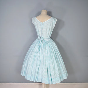 50s HORROCKSES FOR RICHARD SHOPS GREEN FLORAL FULL SKIRTED DRESS - S