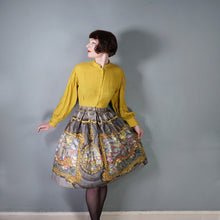 Load image into Gallery viewer, 50s 60s SPORTAVILLE GREY PAINTERLY TALL SHIP NOVELTY PRINT SKIRT - 25-26"