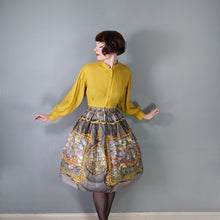 Load image into Gallery viewer, 50s 60s SPORTAVILLE GREY PAINTERLY TALL SHIP NOVELTY PRINT SKIRT - 25-26"