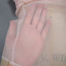 Load image into Gallery viewer, 50s DELICATE PASTEL PINK SHEER RUCHED LACE BLOUSE - M