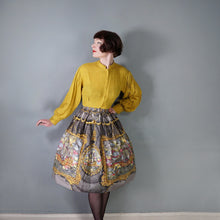 Load image into Gallery viewer, 50s 60s SPORTAVILLE GREY PAINTERLY TALL SHIP NOVELTY PRINT SKIRT - 25-26"