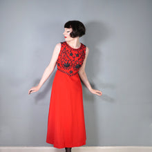 Load image into Gallery viewer, 60s RED DRESS WITH SILVER AND BLACK SOUTACHE EMBELLISHMENT - S