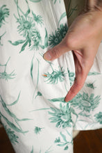 Load image into Gallery viewer, 50s HORROCKSES GREEN AND WHITE FLORAL FULL SKIRTED COTTON PARTY DRESS - S