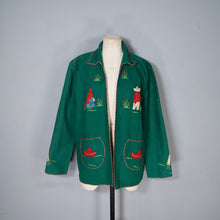 Load image into Gallery viewer, 50s LOPEZ GREEN MEXICAN TOURIST / SOUVENIR FELT APPLIQUE JACKET - S-M