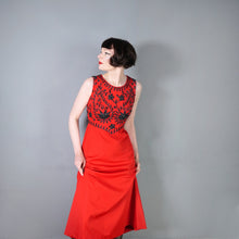 Load image into Gallery viewer, 60s RED DRESS WITH SILVER AND BLACK SOUTACHE EMBELLISHMENT - S
