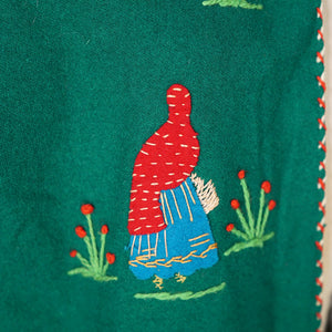 50s LOPEZ GREEN MEXICAN TOURIST / SOUVENIR FELT APPLIQUE JACKET - S-M