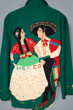 Load image into Gallery viewer, 50s LOPEZ GREEN MEXICAN TOURIST / SOUVENIR FELT APPLIQUE JACKET - S-M