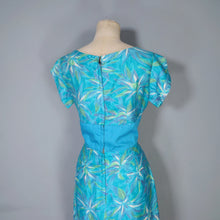 Load image into Gallery viewer, 60s HAWAIIAN TIKI TURQUOISE FLORAL MAXI PILLAR DRESS WITH SASH - S