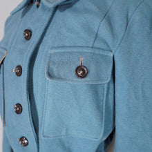 Load image into Gallery viewer, 40s style HAND TAILORED DUSKY BLUE CROPPED SKI JACKET WITH POINTY HOOD - S-M