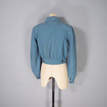 Load image into Gallery viewer, 40s style HAND TAILORED DUSKY BLUE CROPPED SKI JACKET WITH POINTY HOOD - S-M