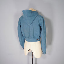 Load image into Gallery viewer, 40s style HAND TAILORED DUSKY BLUE CROPPED SKI JACKET WITH POINTY HOOD - S-M
