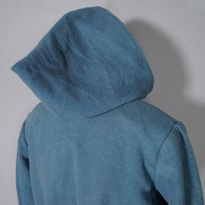 40s style HAND TAILORED DUSKY BLUE CROPPED SKI JACKET WITH POINTY HOOD - S-M