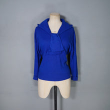 Load image into Gallery viewer, 60s SOFTEST COBALT BLUE WOOL TIE / SHAWL NECK JUMPER - M