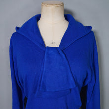 Load image into Gallery viewer, 60s SOFTEST COBALT BLUE WOOL TIE / SHAWL NECK JUMPER - M