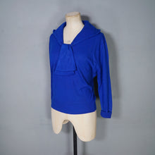 Load image into Gallery viewer, 60s SOFTEST COBALT BLUE WOOL TIE / SHAWL NECK JUMPER - M