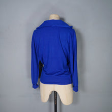 Load image into Gallery viewer, 60s SOFTEST COBALT BLUE WOOL TIE / SHAWL NECK JUMPER - M