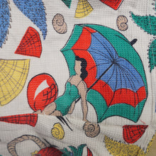 Load image into Gallery viewer, 40s 50s NOVELTY PRINT BATHERS AND FISH PRINT WAFFLE COTTON SHIRT - S