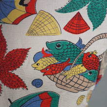 Load image into Gallery viewer, 40s 50s NOVELTY PRINT BATHERS AND FISH PRINT WAFFLE COTTON SHIRT - S