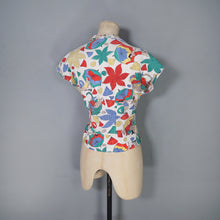 Load image into Gallery viewer, 40s 50s NOVELTY PRINT BATHERS AND FISH PRINT WAFFLE COTTON SHIRT - S