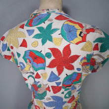 Load image into Gallery viewer, 40s 50s NOVELTY PRINT BATHERS AND FISH PRINT WAFFLE COTTON SHIRT - S