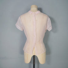 Load image into Gallery viewer, 50s DELICATE PASTEL PINK SHEER RUCHED LACE BLOUSE - M