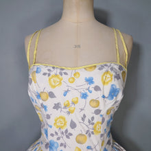 Load image into Gallery viewer, 50s UNLABELED HORROCKSES APPLE AND CHERRY FLORAL PRINT SUN DRESS - S