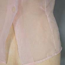 Load image into Gallery viewer, 50s DELICATE PASTEL PINK SHEER RUCHED LACE BLOUSE - M