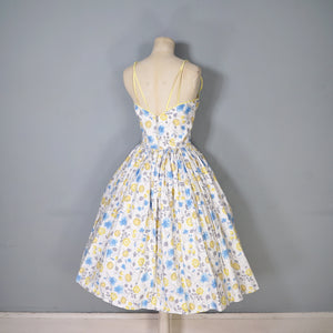 50s UNLABELED HORROCKSES APPLE AND CHERRY FLORAL PRINT SUN DRESS - S