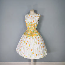 Load image into Gallery viewer, 60s R&amp;K ORIGINALS FULL SKIRTED CREAM AND YELLOW FLORAL DRESS - S