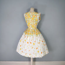 Load image into Gallery viewer, 60s R&amp;K ORIGINALS FULL SKIRTED CREAM AND YELLOW FLORAL DRESS - S