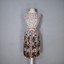 Load image into Gallery viewer, 60s BLANES CREAM BLACK AND BRONZE GOLD COCKTAIL DRESS WITH FRINGE PANEL SKIRT - XS / petite fit