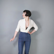 Load image into Gallery viewer, 50s CROPPED WHITE BOLERO CARDIGAN / JACKET WITH BUCKLED WAIST - XS-S