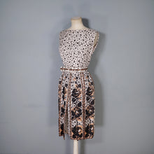 Load image into Gallery viewer, 60s BLANES CREAM BLACK AND BRONZE GOLD COCKTAIL DRESS WITH FRINGE PANEL SKIRT - XS / petite fit