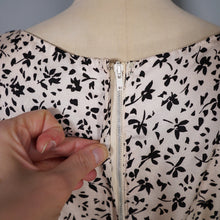 Load image into Gallery viewer, 60s BLANES CREAM BLACK AND BRONZE GOLD COCKTAIL DRESS WITH FRINGE PANEL SKIRT - XS / petite fit