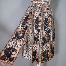 Load image into Gallery viewer, 60s BLANES CREAM BLACK AND BRONZE GOLD COCKTAIL DRESS WITH FRINGE PANEL SKIRT - XS / petite fit