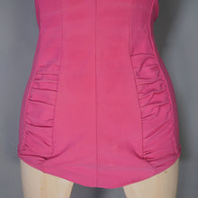 Load image into Gallery viewer, 50s 60s &quot;BRETTLES&quot; CANDY PINK RUCHED SWIMSUIT - XS-S