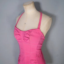 Load image into Gallery viewer, 50s 60s &quot;BRETTLES&quot; CANDY PINK RUCHED SWIMSUIT - XS-S