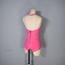 Load image into Gallery viewer, 50s 60s &quot;BRETTLES&quot; CANDY PINK RUCHED SWIMSUIT - XS-S