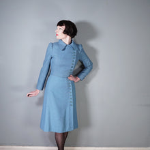 Load image into Gallery viewer, 60s ART DECO WALLIS SOFT BLUE SKIRT SUIT WITH LOTS OF BUTTONS - XS-S