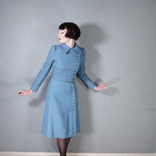 Load image into Gallery viewer, 60s ART DECO WALLIS SOFT BLUE SKIRT SUIT WITH LOTS OF BUTTONS - XS-S