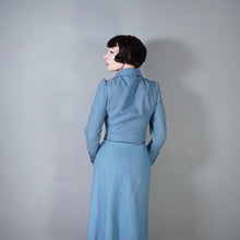 Load image into Gallery viewer, 60s ART DECO WALLIS SOFT BLUE SKIRT SUIT WITH LOTS OF BUTTONS - XS-S
