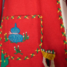 Load image into Gallery viewer, 50s RED WOOL MEXICAN EMBROIDERED TOURIST JACKET WITH PUFF SLEEVE - S