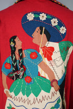 Load image into Gallery viewer, 50s RED WOOL MEXICAN EMBROIDERED TOURIST JACKET WITH PUFF SLEEVE - S