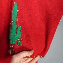 Load image into Gallery viewer, 50s RED WOOL MEXICAN EMBROIDERED TOURIST JACKET WITH PUFF SLEEVE - S