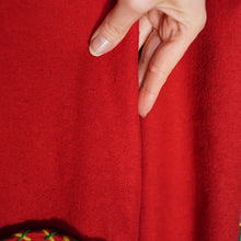 Load image into Gallery viewer, 50s RED WOOL MEXICAN EMBROIDERED TOURIST JACKET WITH PUFF SLEEVE - S